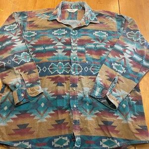 RARE VTG Red Head Aztec Southwestern Button down shirt SZ XL.